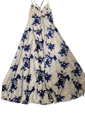 Lulu's Navy and White Floral Maxi Skirt